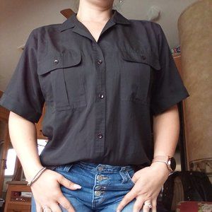 Black Vintage button top